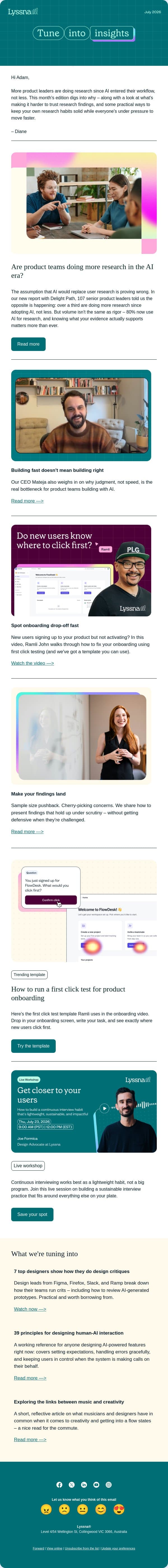 AI sped up product development. It didn't speed up judgment. email from Lyssna screenshot