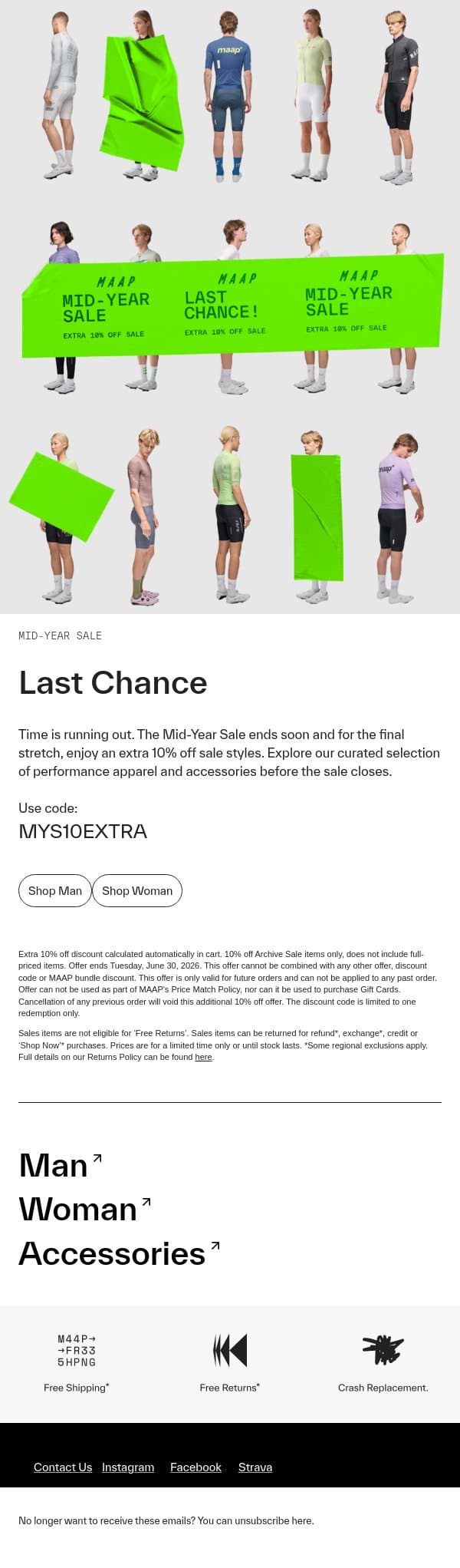 Last Call: Mid-Year Sale Ends Soon email from MAAP screenshot
