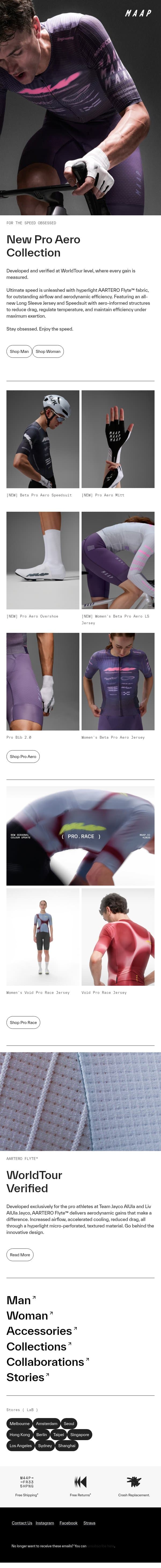 New Pro Aero: For the Speed Obsessed email from MAAP screenshot