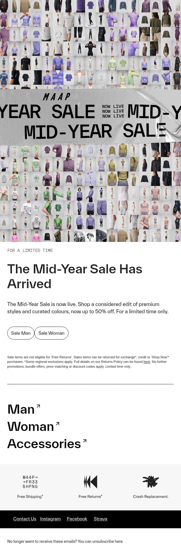 NOW LIVE: MAAP Mid-Year Sale email from MAAP screenshot