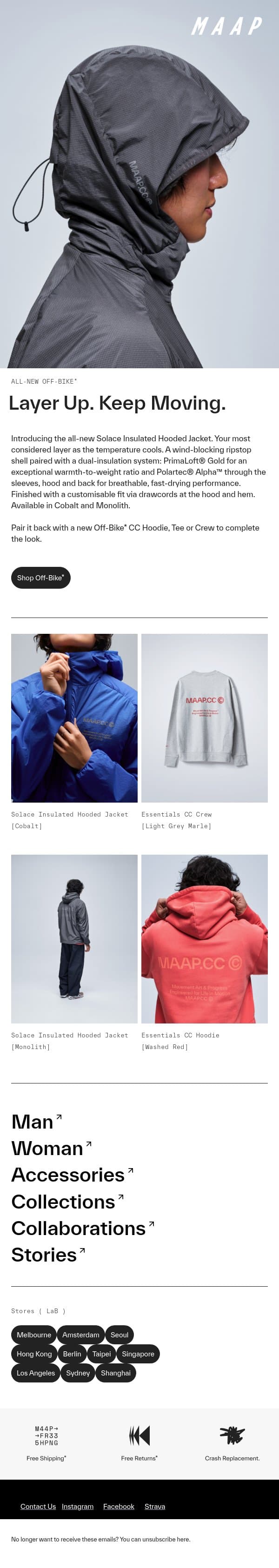 All-New Solace Insulated Hooded Jacket email from MAAP screenshot