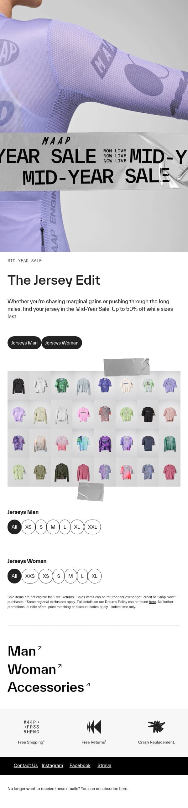 Mid-Year Sale: The Jerseys List email from MAAP screenshot
