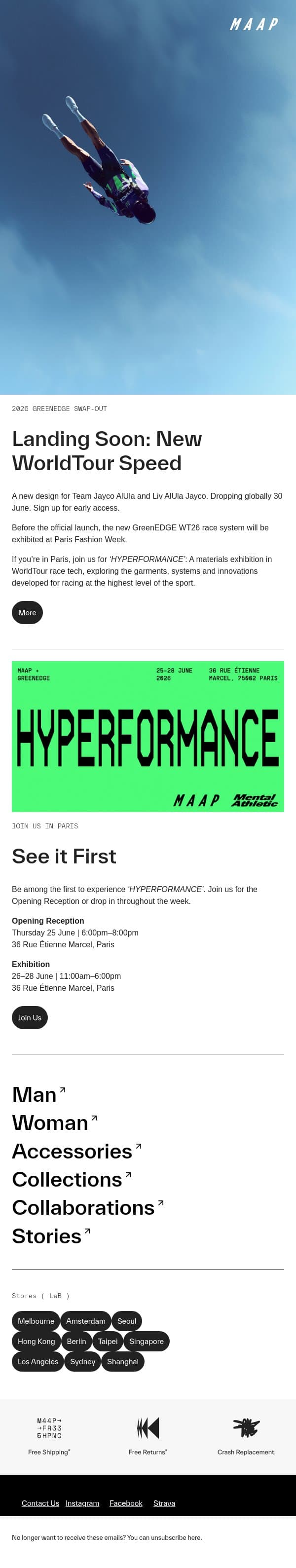 Landing Soon: New WorldTour Race Tech email from MAAP screenshot