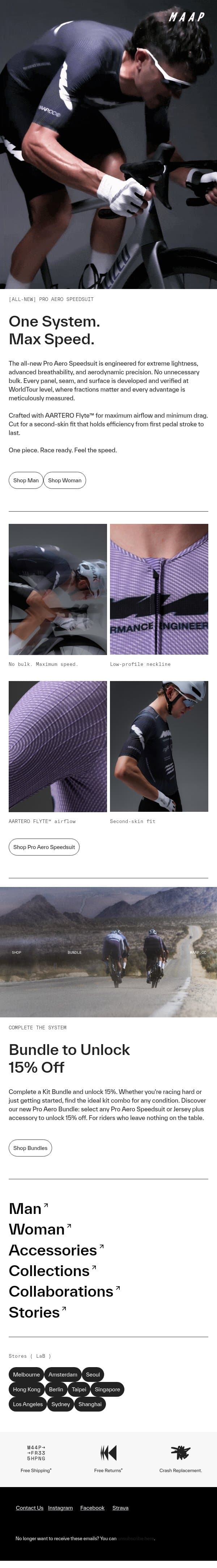 Engineered Aerodynamics: Pro Aero Speedsuit email from MAAP screenshot