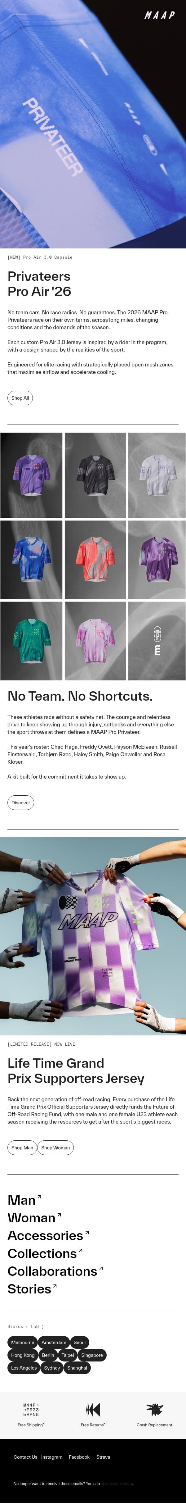 Introducing: Privateer Pro Air 3.0 Jersey Capsule email from MAAP screenshot