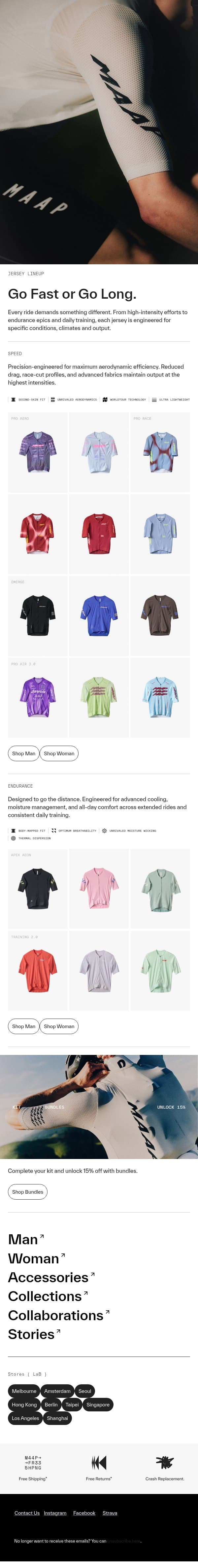 Jersey Line-Up: Go Fast or Go Long email from MAAP screenshot
