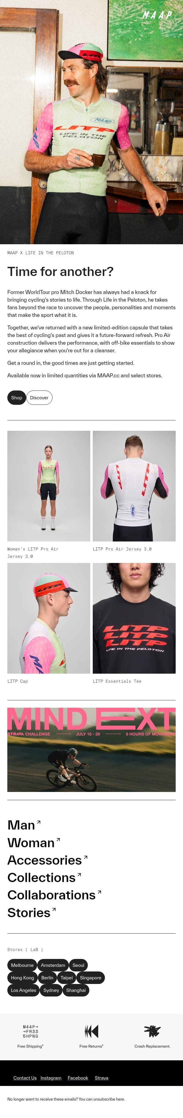 Just Landed: MAAP x Life in the Peloton email from MAAP screenshot
