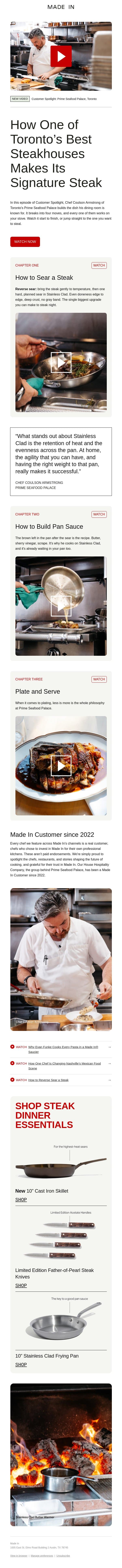 How One Of Toronto's Best Steakhouses Makes Its Signature Steak email from Made In screenshot