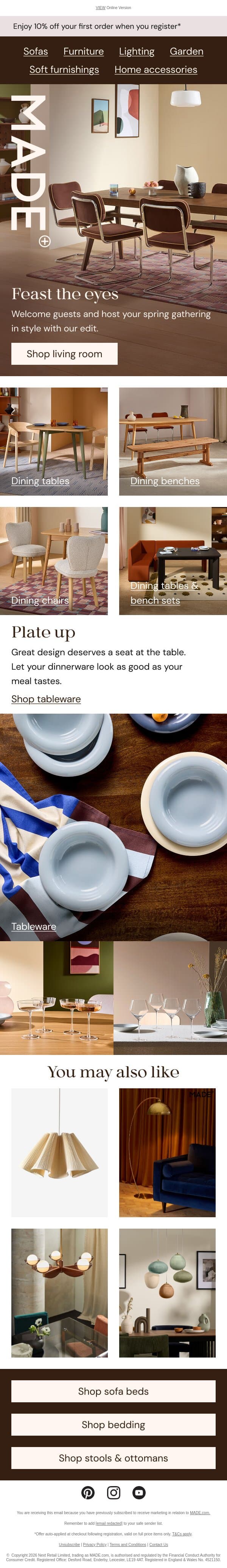Let the feasting commence email from Made.com screenshot