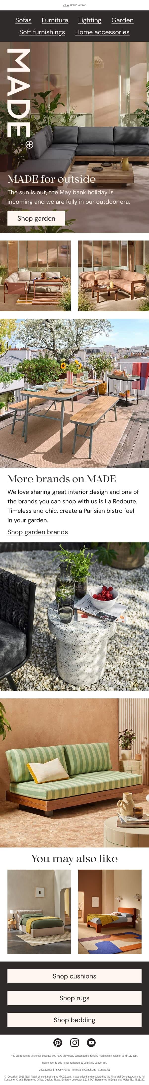 Outside is better ☀️ email from Made.com screenshot