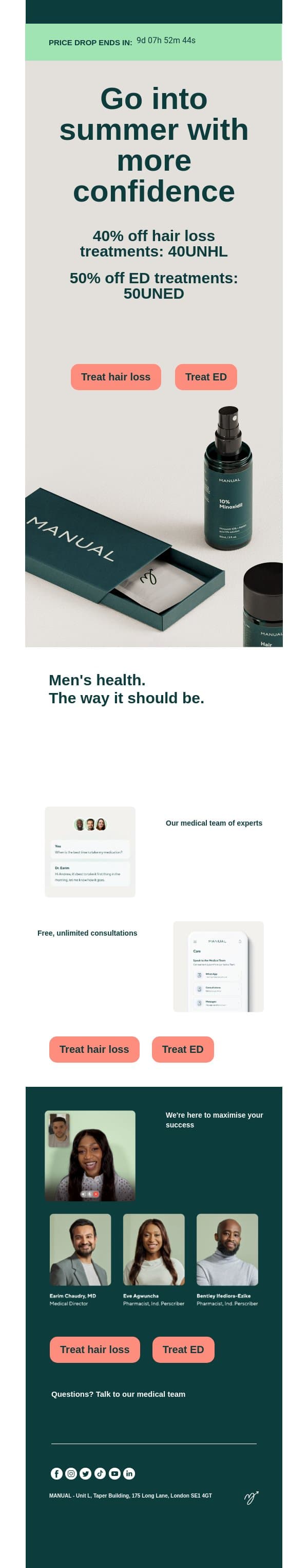 Go into summer with more confidence Adam email from Manual screenshot