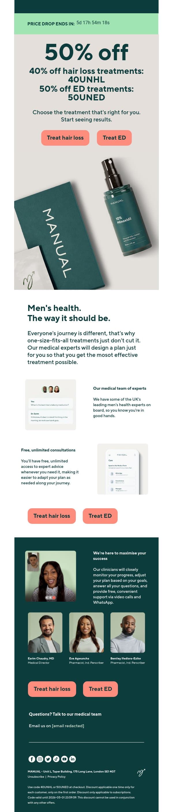Get your confidence back this month email from Manual screenshot