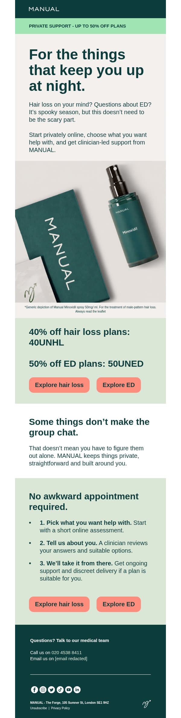 Scary thoughts at 1am? 👀 email from Manual screenshot