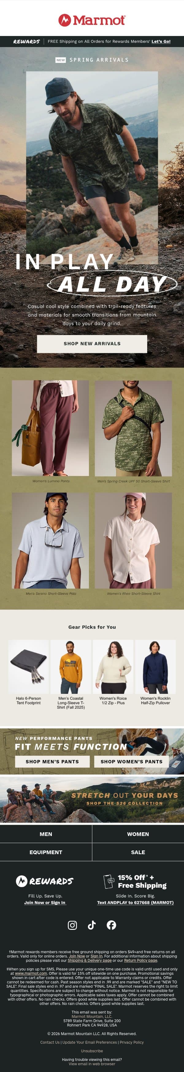 New Arrivals for Spring 🌷 email from Marmot screenshot