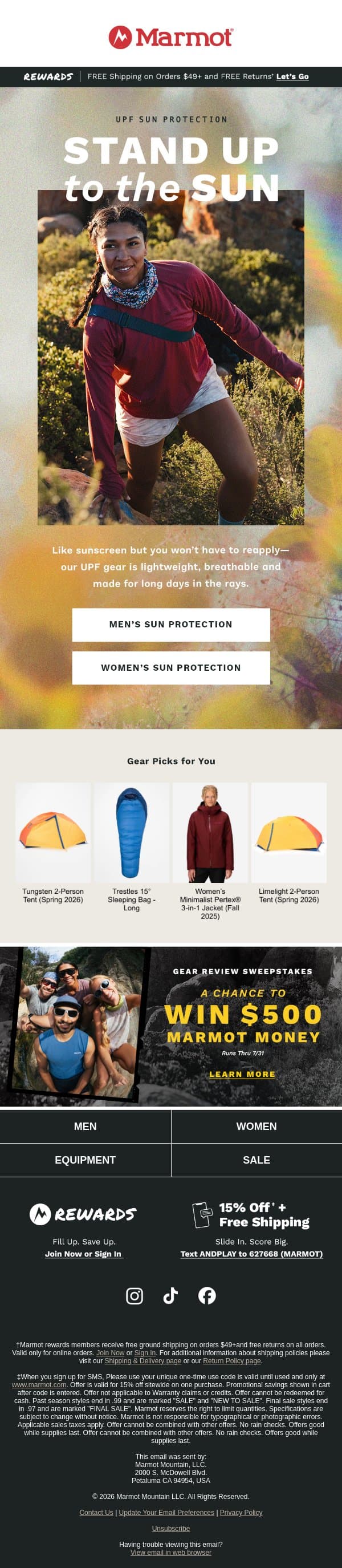 ☀️🙅Sun-Safe Summer Styles email from Marmot screenshot