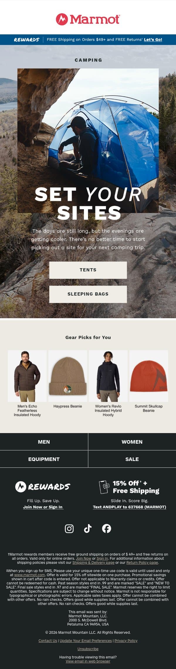 ABC: Always Be Camping 🏕️ email from Marmot screenshot