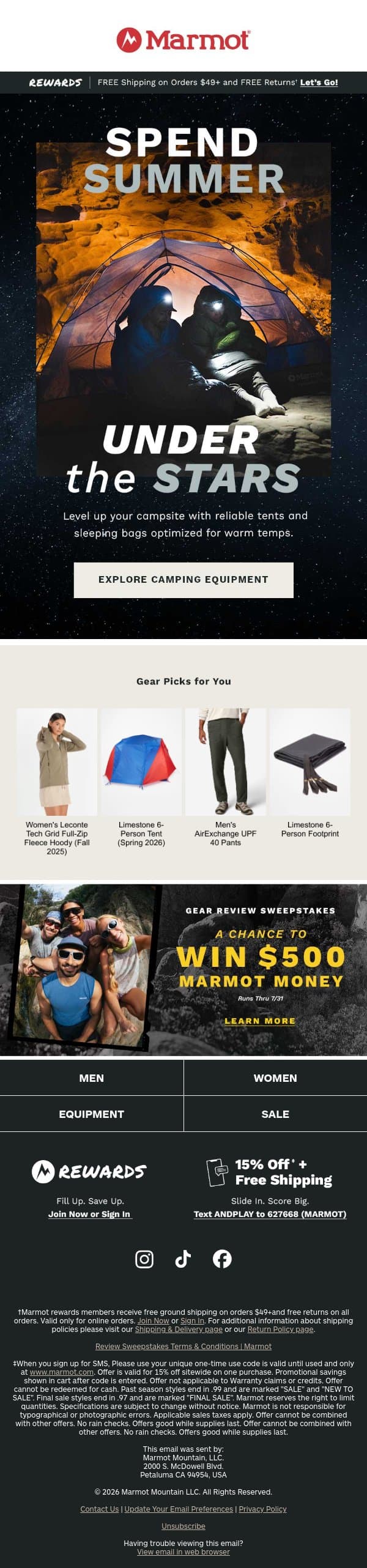 🏕️ Everything You Need to Make Camp email from Marmot screenshot