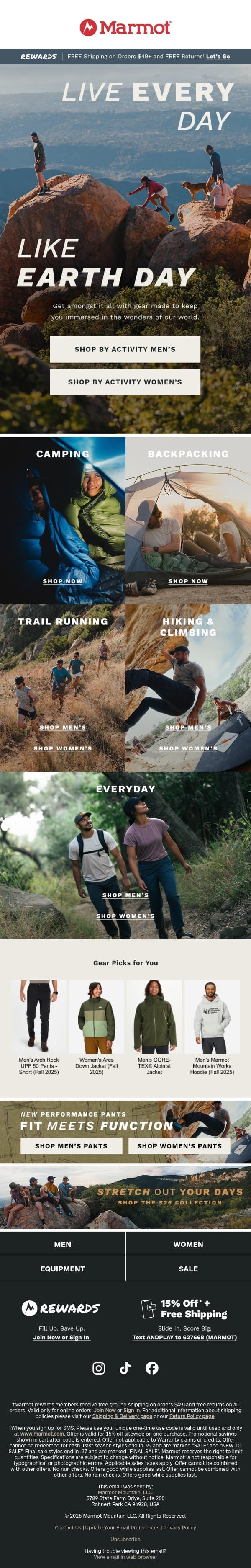 Hooray for 🌎 Day! email from Marmot screenshot