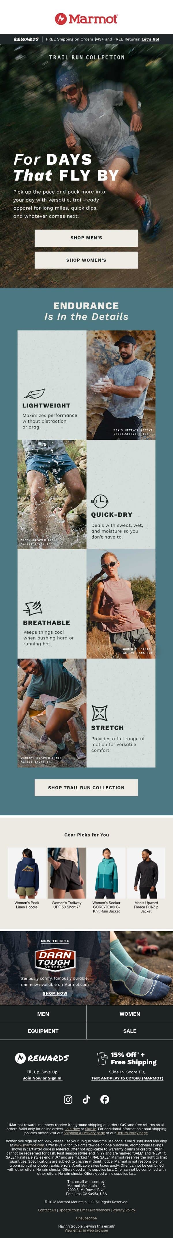 Meet Our New Trail Run Collection 🏃‍♀️ email from Marmot screenshot