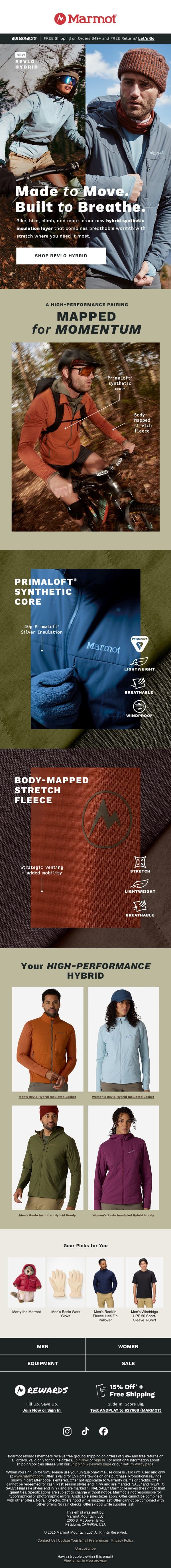 NEW Revlo Hybrid: Warmth in Motion 🔥 email from Marmot screenshot