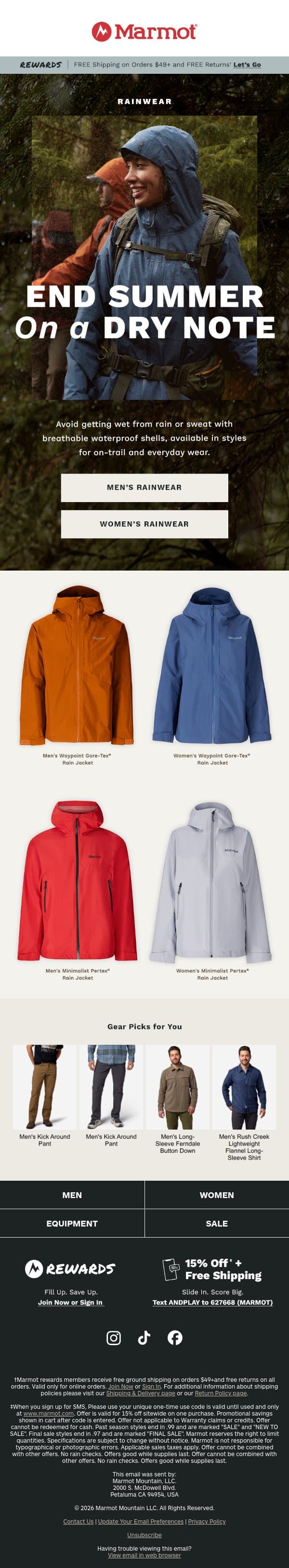 Humid Days ➡️ Sudden Storms ⛈️ email from Marmot screenshot