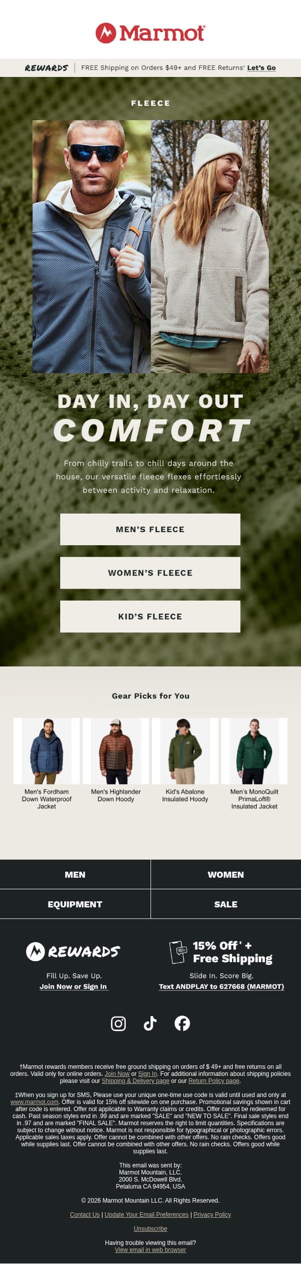 Find Your Go-To Fleece email from Marmot screenshot