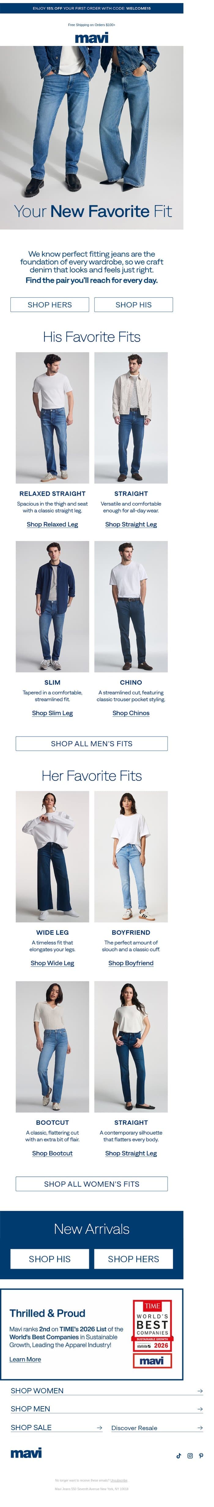 Find Your Perfect Fit email from Mavi screenshot
