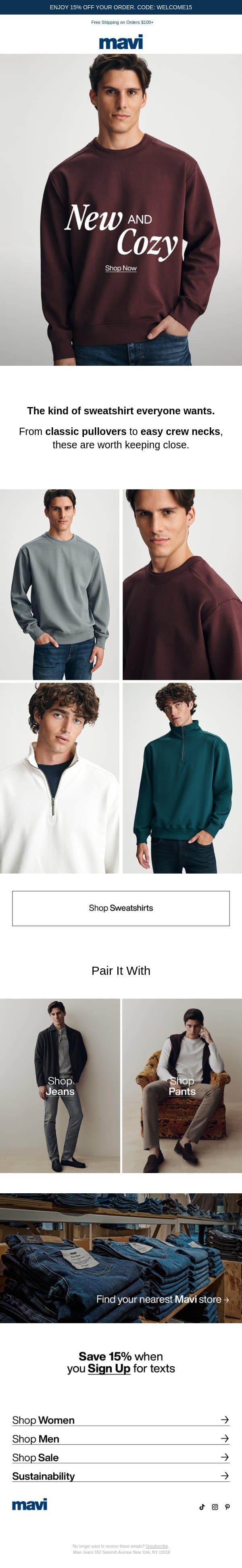 Have You Seen Your Sweatshirt Lately? email from Mavi screenshot
