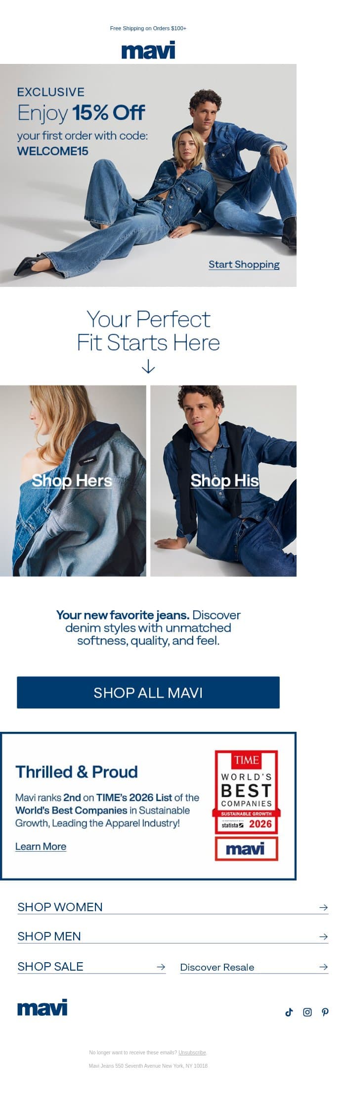 Welcome to Mavi email from Mavi screenshot