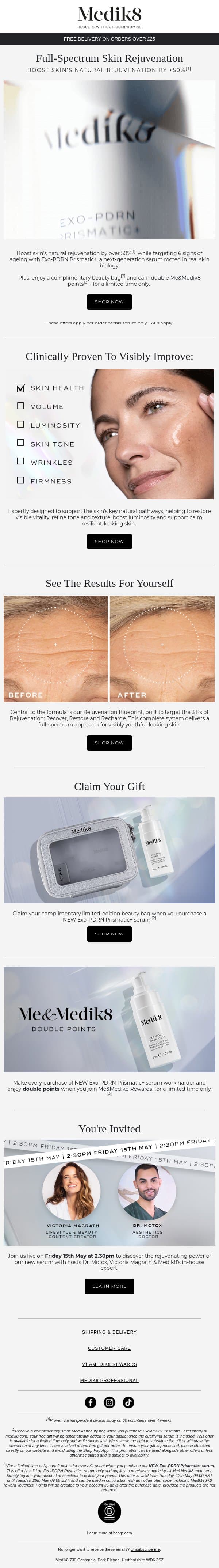 Just landed: NEW Exo-PDRN Prismatic+ email from Medik8 screenshot