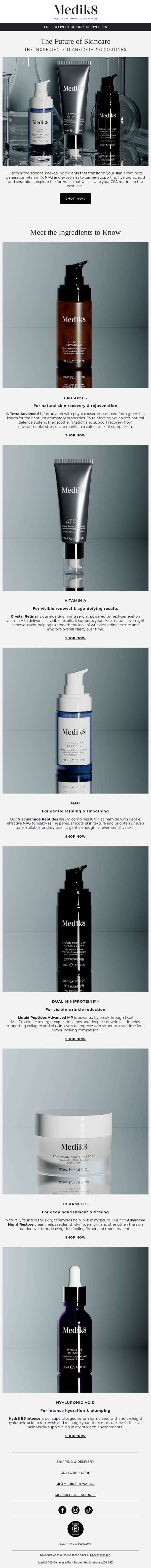 Meet the ingredients your skin will love email from Medik8 screenshot