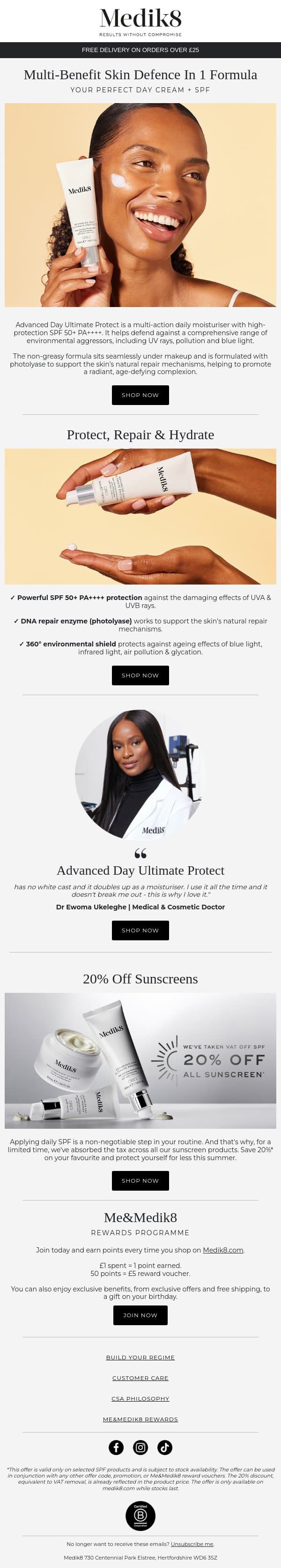 The SPF that feels like skincare email from Medik8 screenshot