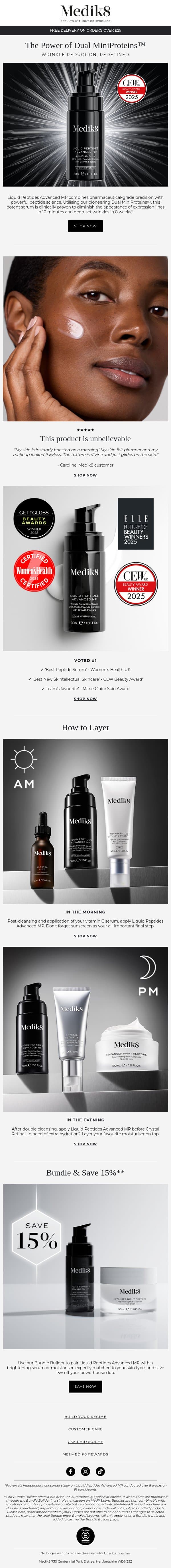Voted best by industry experts email from Medik8 screenshot