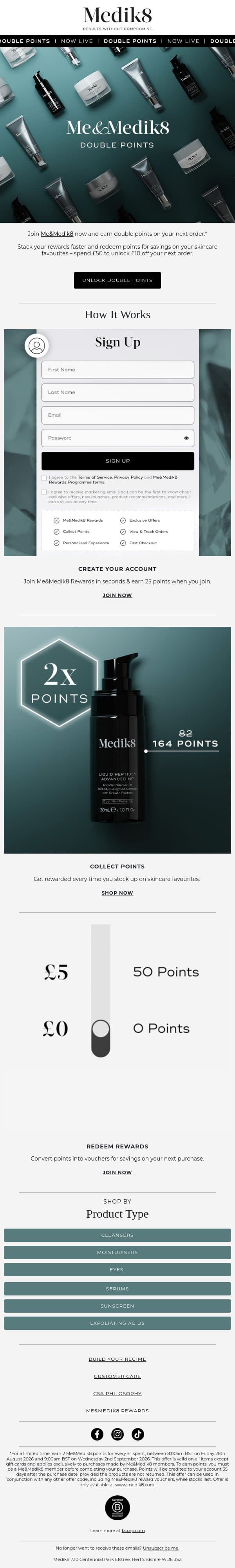 Me&Medik8 | The Double Points Event is live email from Medik8 screenshot