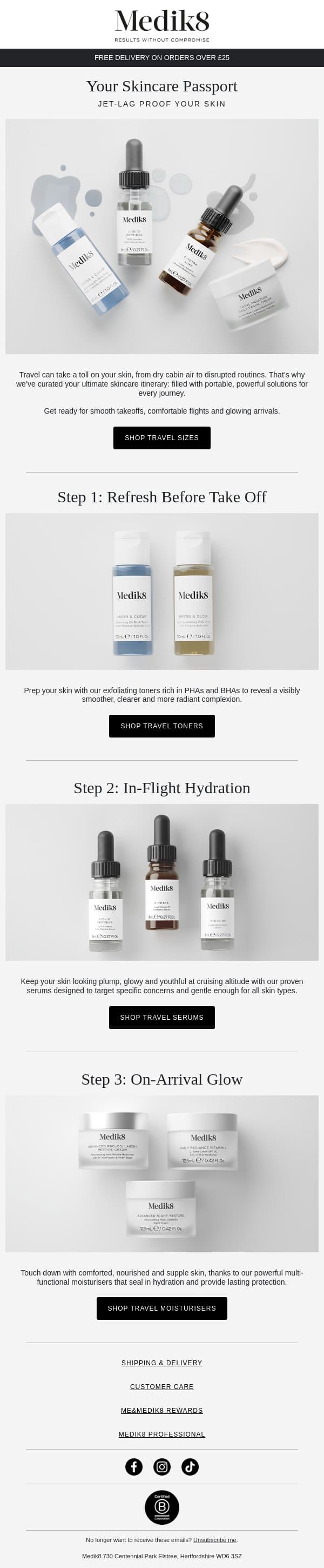 Stock up on your travel-size favourites email from Medik8 screenshot