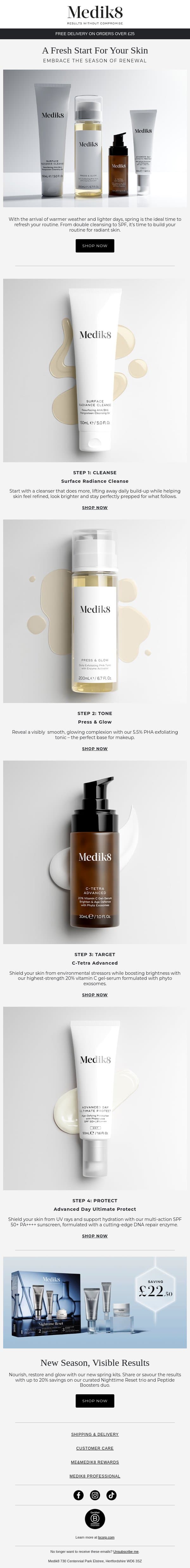 Time for a glowing spring reset email from Medik8 screenshot