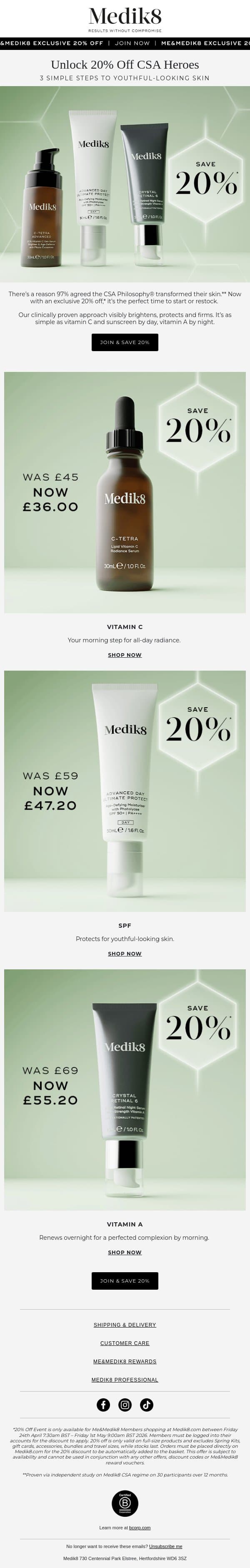 20% off our youth-boosting CSA routine & more email from Medik8 screenshot