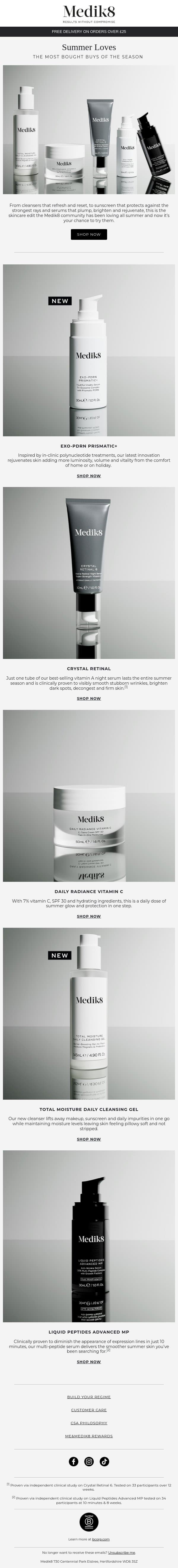 Meet this summer’s best sellers email from Medik8 screenshot