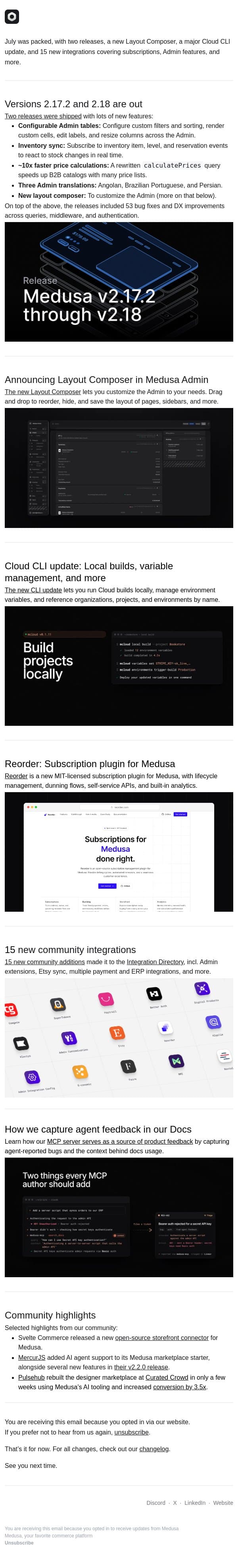 July'26 Highlights email from Medusa screenshot