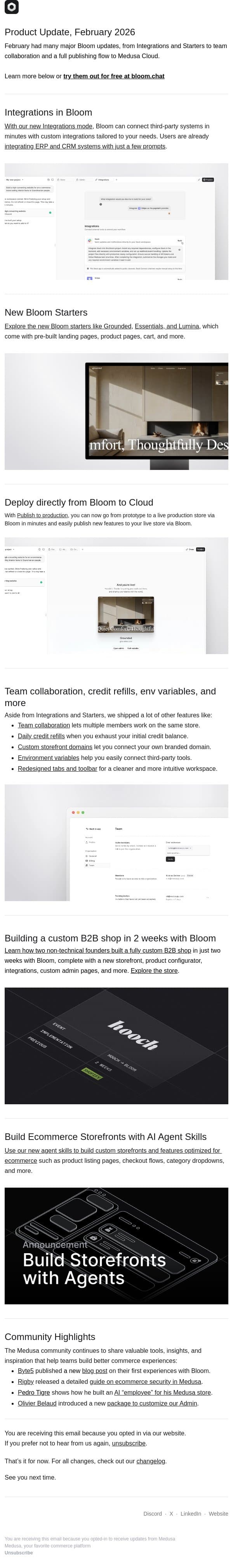 February'26 Highlights email from Medusa screenshot