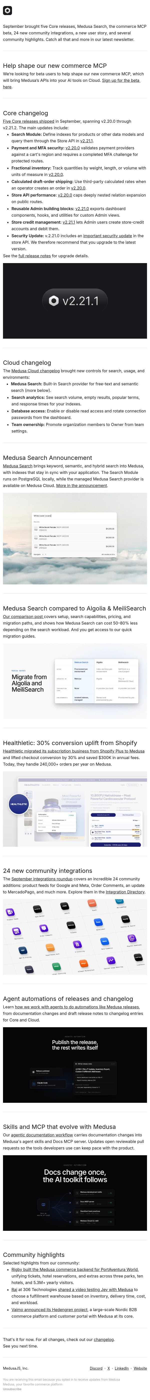 September'26 Highlights email from Medusa screenshot