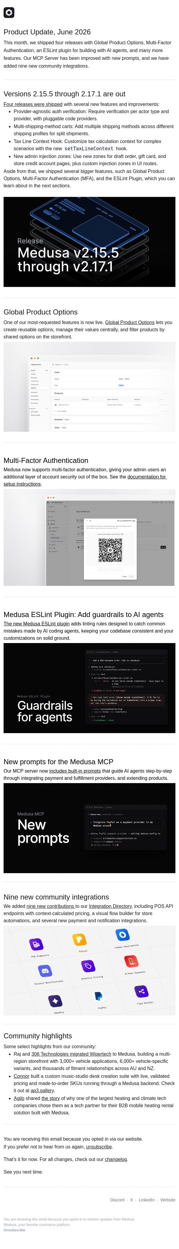 June'26 Highlights email from Medusa screenshot