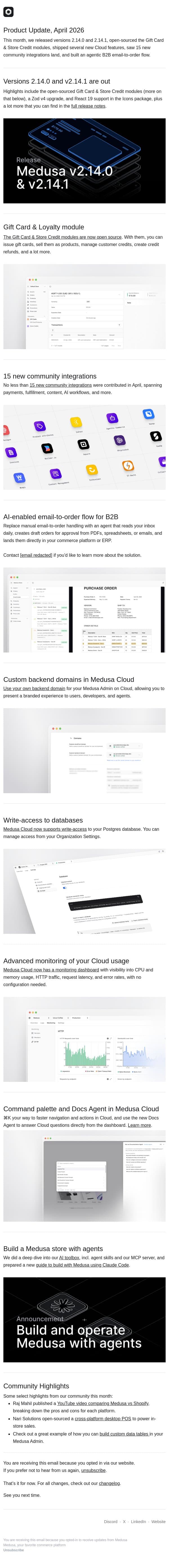 April'26 Highlights email from Medusa screenshot
