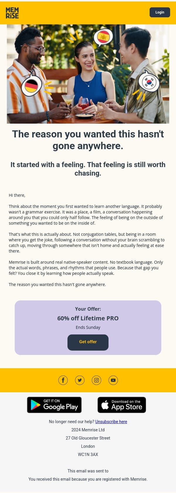 It was never really about the grammar. email from Memrise screenshot