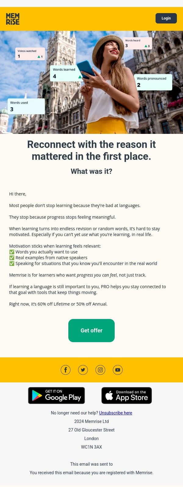 Why did you start this? email from Memrise screenshot