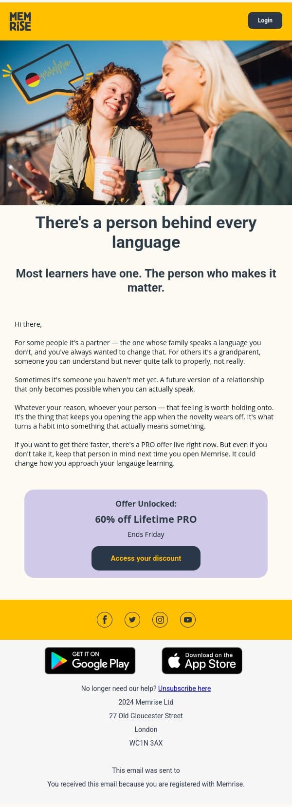 Who are you learning for? email from Memrise screenshot