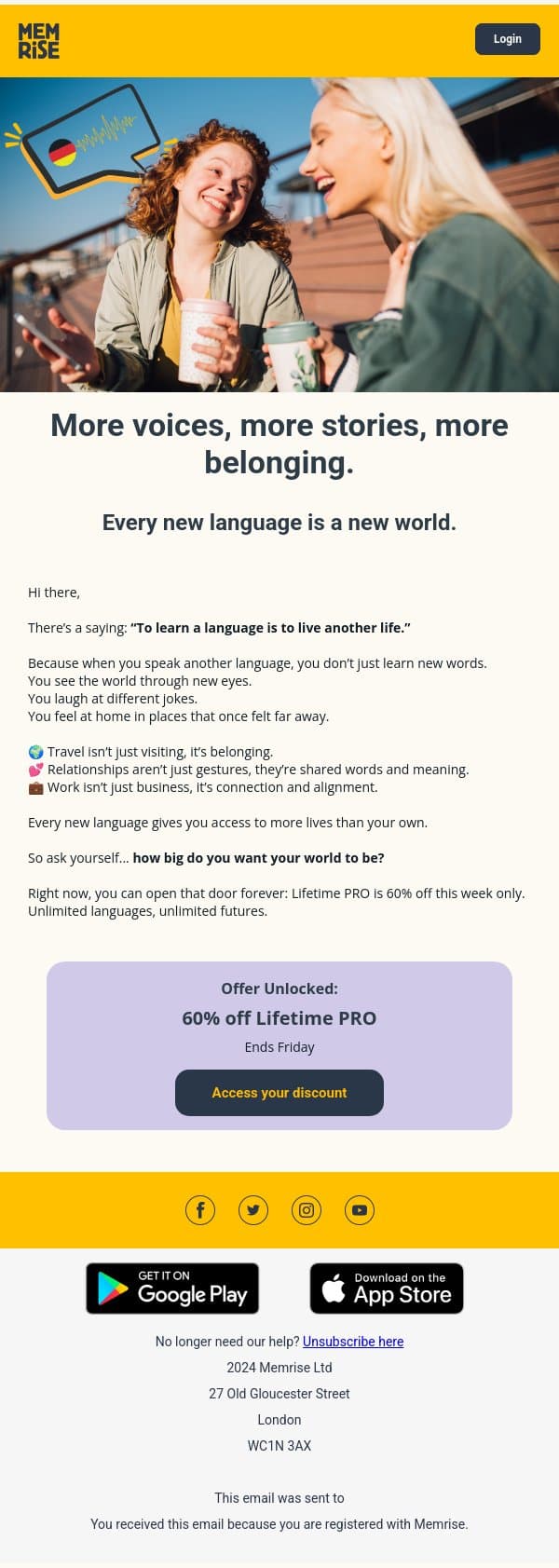 Imagine how big your world could be email from Memrise screenshot