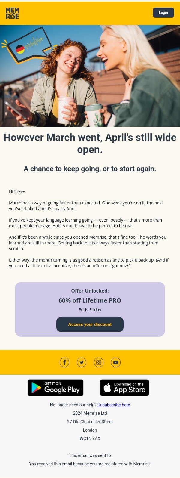 Wrapping up Month 3? email from Memrise screenshot