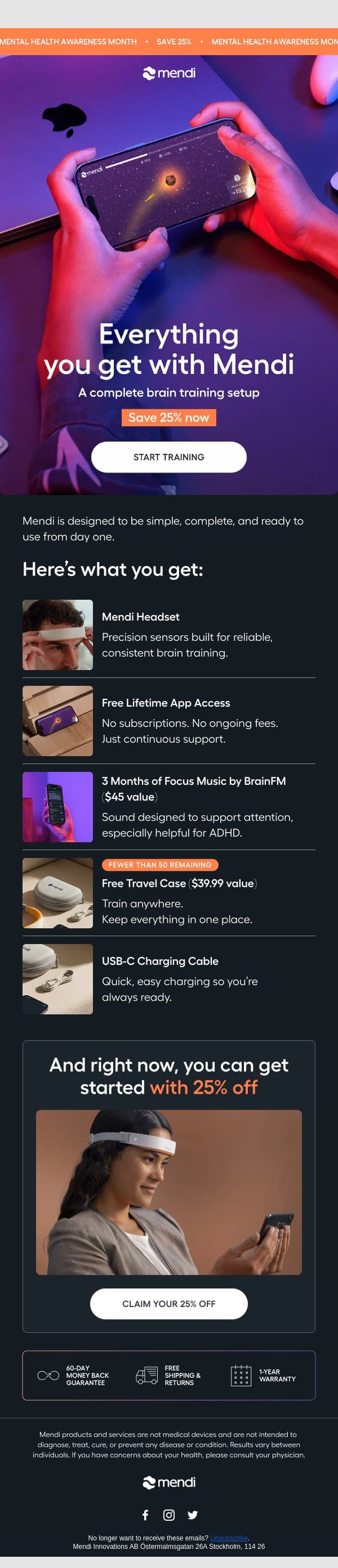 Everything you get with Mendi email from Mendi screenshot