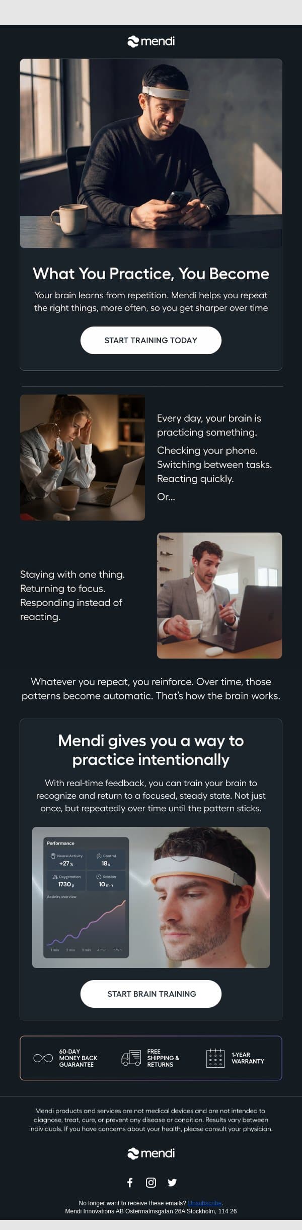 You’re already training your brain email from Mendi screenshot